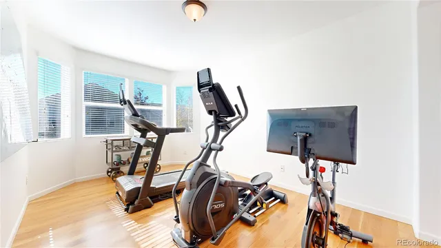 a view of a room with gym equipment