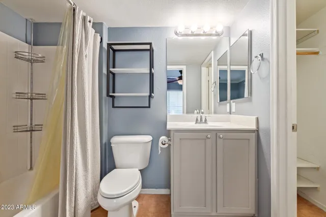 a bathroom with a toilet a sink and a mirror