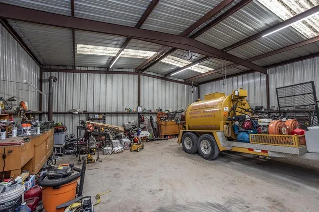 a car and bike in garage