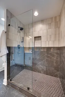 a bathroom with a shower