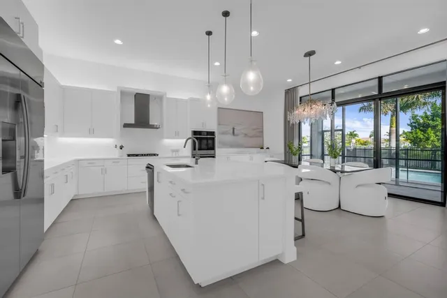 a kitchen with counter top space