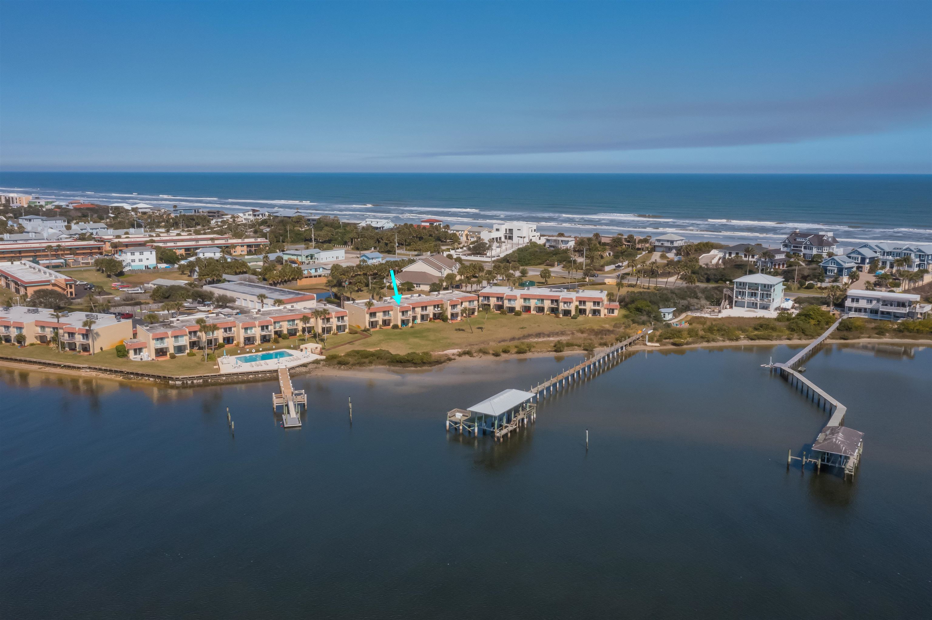 7265 A1A South, Unit B3 St. Augustine, FL 32080 - Photo 11 of 45 an aerial view of ocean and residential houses with outdoor space