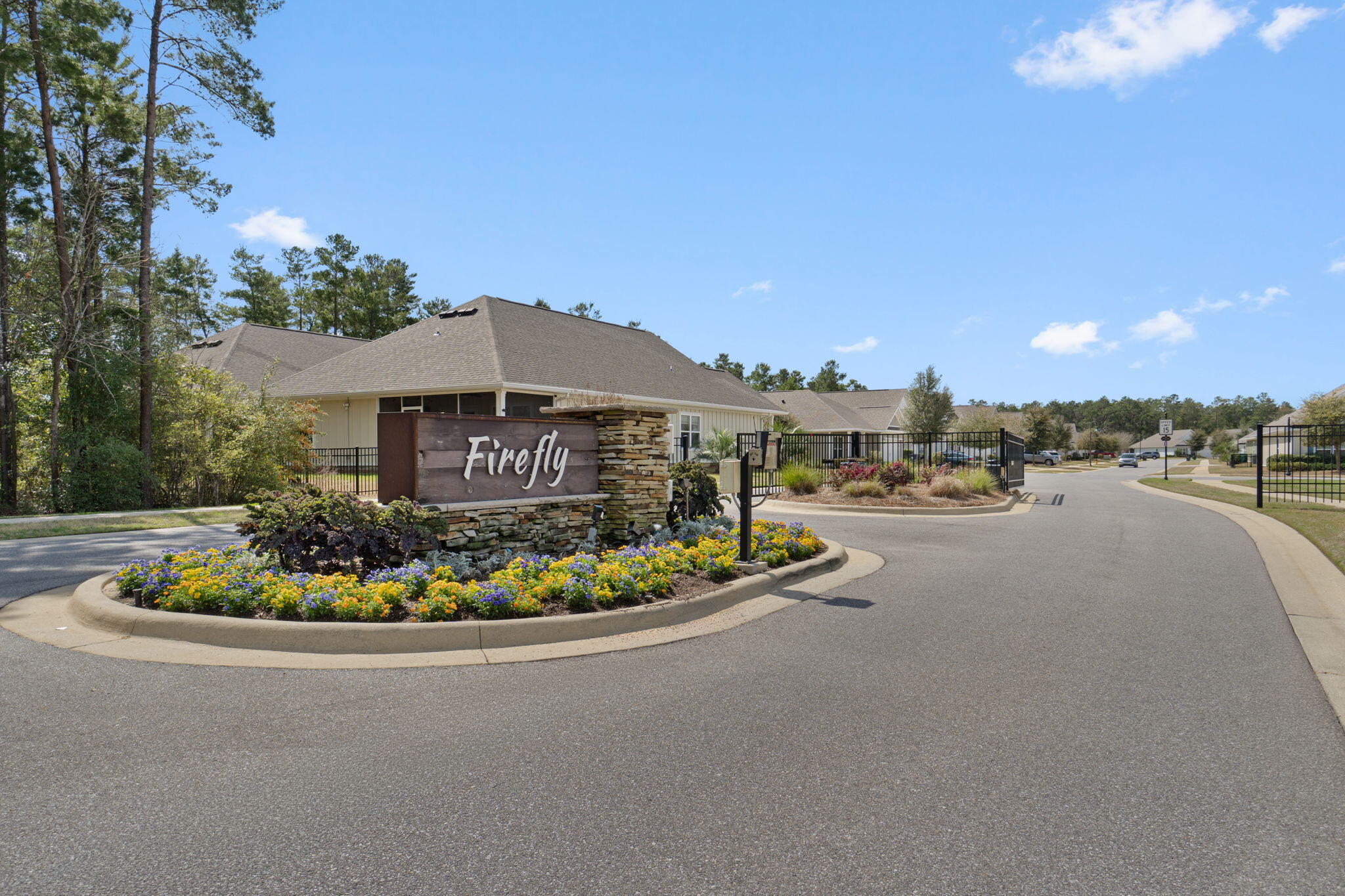 371 Lightning Bug Lane Freeport, FL 32439 - Photo 45 of 56 a front view of a house with a garden and street view