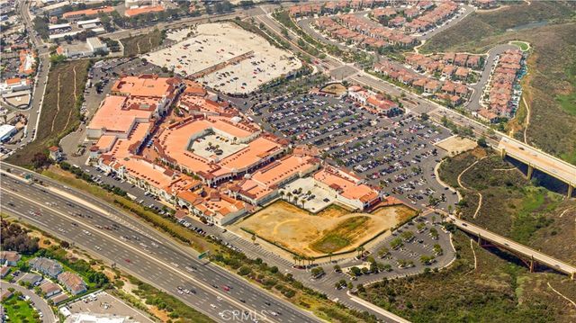 an aerial view of a swimming pool
