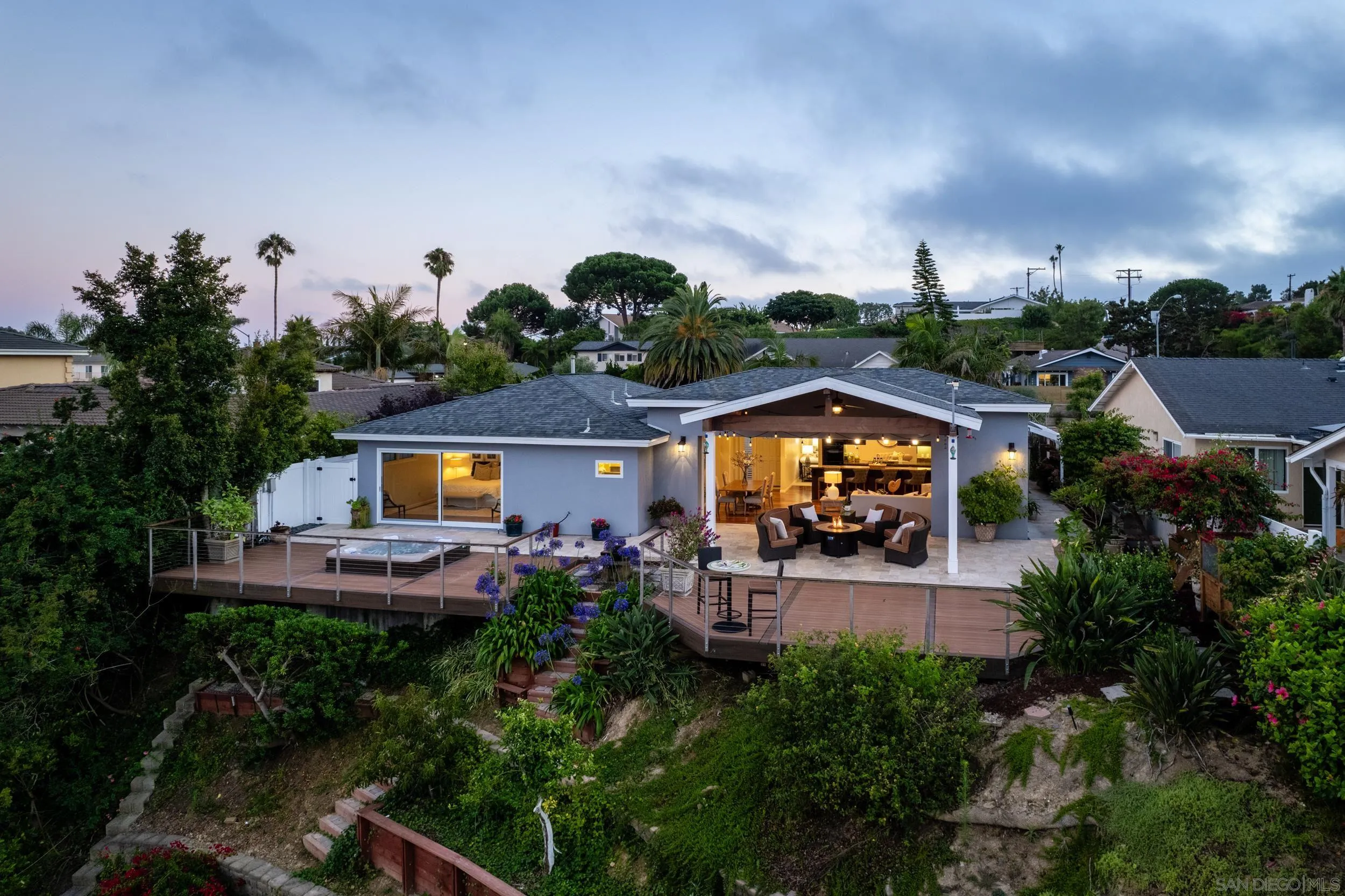 5785 Soledad Mountain Road La Jolla, CA 92037 - Photo 41 of 50 an aerial view of a house with garden space and trees all around