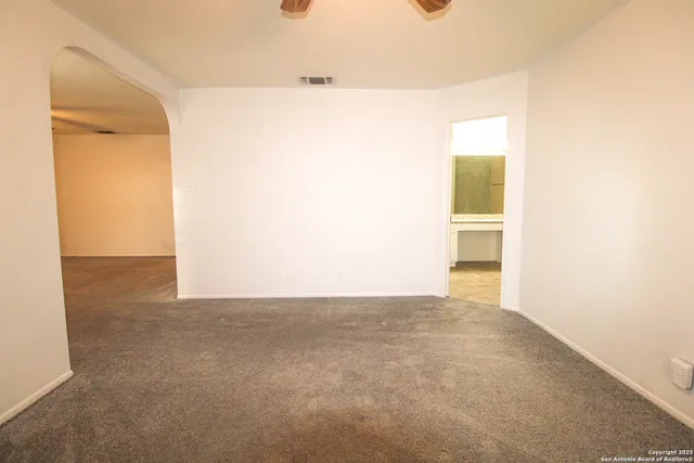 a view of a room with a door