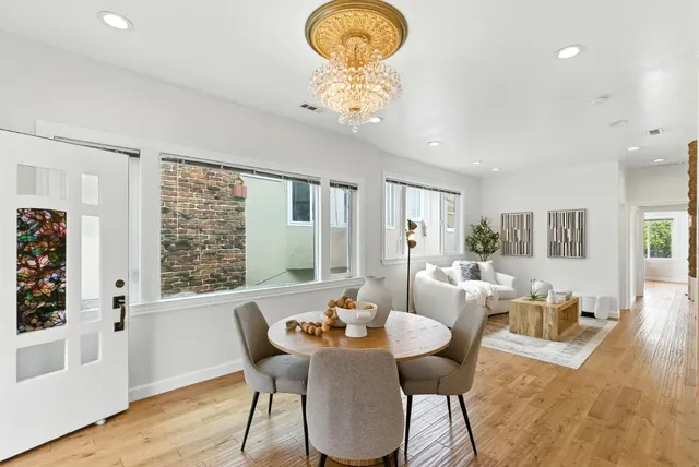 a view of a terrace with sitting area