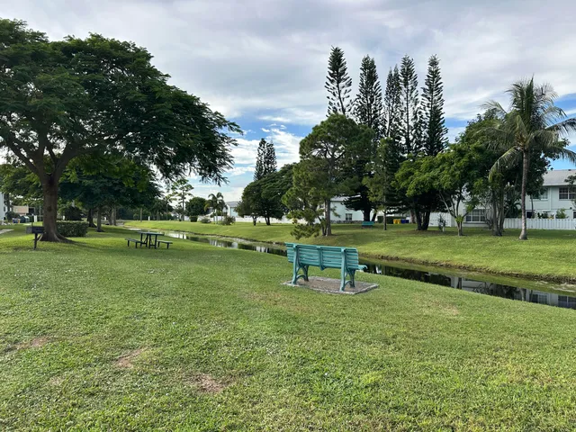 a view of a park with trees