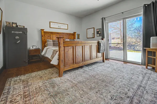 a kitchen with sink and refrigerator