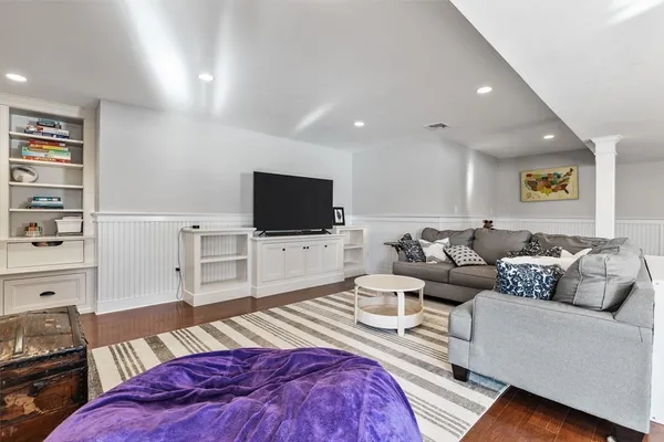 a view of a dining area with furniture