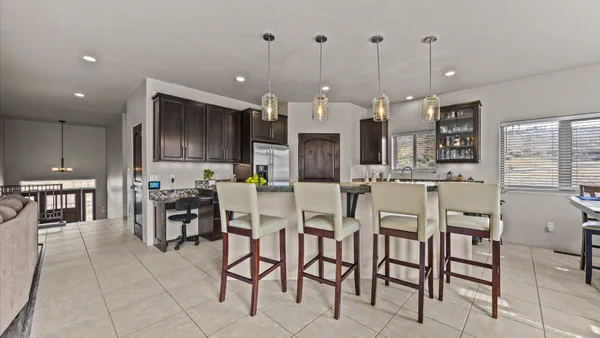 a view of a dining area with furniture