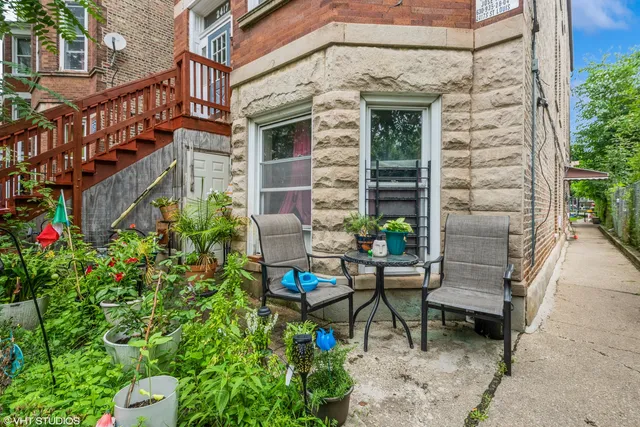 a view of a chairs in a patio
