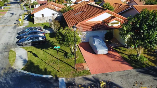 an aerial view of a house