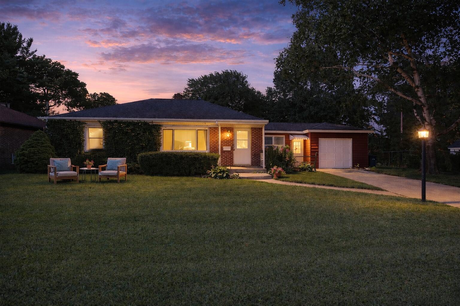 Twilight serenity at a cozy home