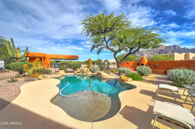 a view of an outdoor space and a swimming pool