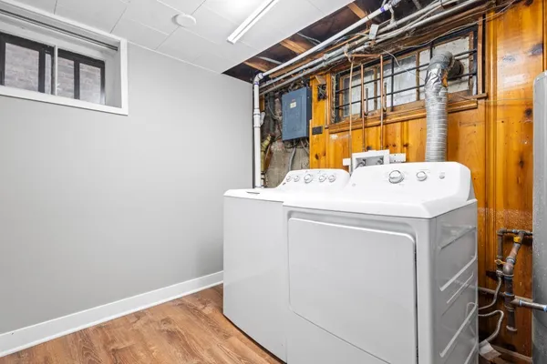 a utility room with dryer and washer