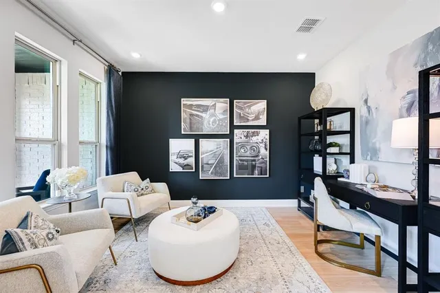 a view of a park with a trees