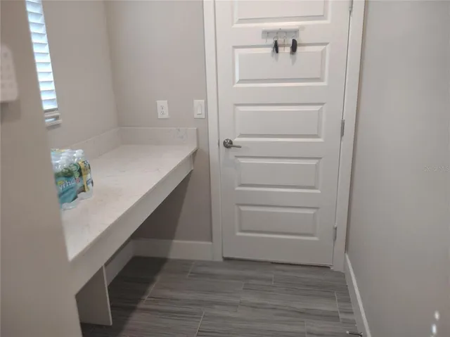 a storage room with washer and dryer