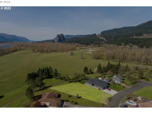 a view of a lake in middle of the town