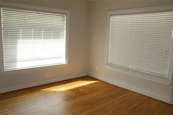 a view of a room with a window