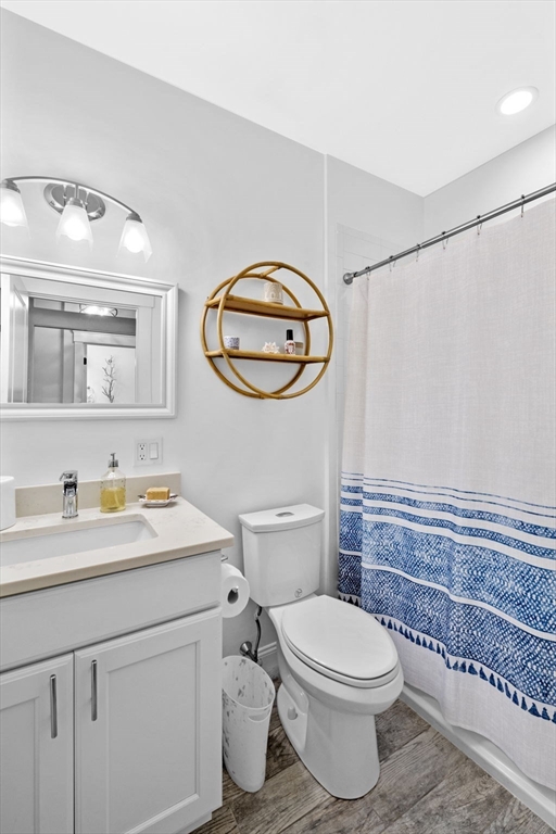 85 Bridge Street, Unit 3 Salem, MA 01970 - Photo 22 of 31 a bathroom with a toilet sink vanity shower and mirror