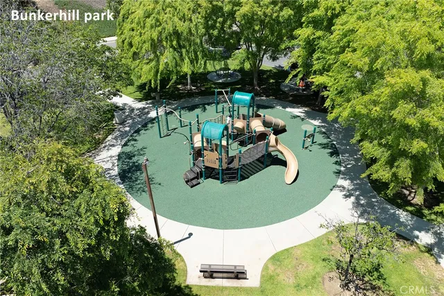 a view of a garden with a tree