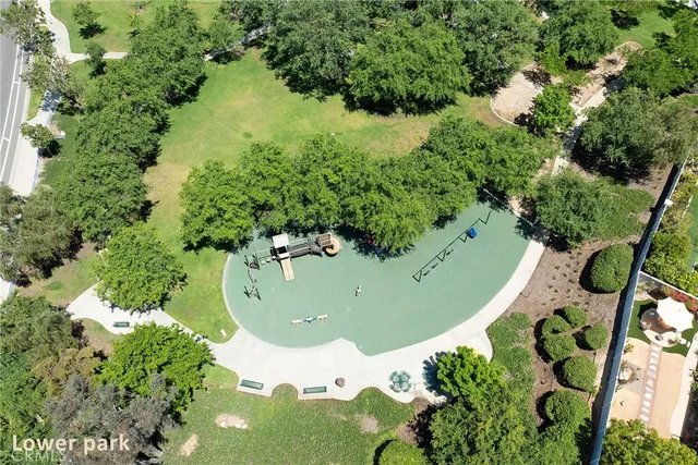 a view of a golf course with a garden
