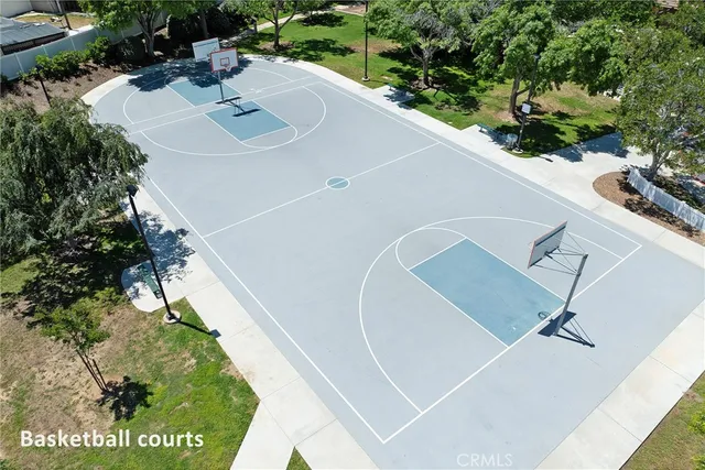 a view of a garden with an ocean