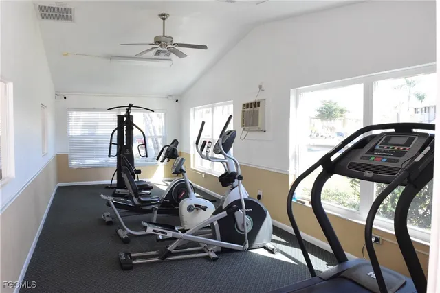a view of a room with gym equipment