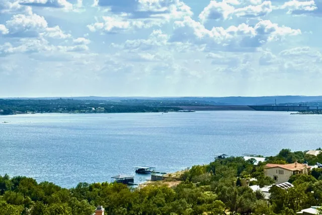 a view of a lake and mountain