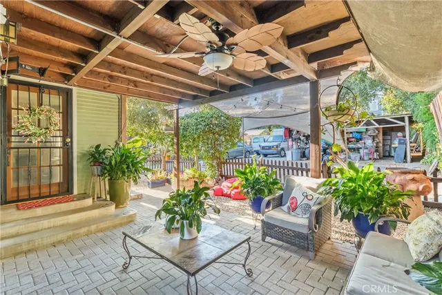 a potted plants sitting in front of a building