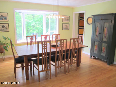 4 Stonebridge Way Tyringham, MA 01264 - Photo 11 of 40 a view of a dining room with furniture and a floor to ceiling window