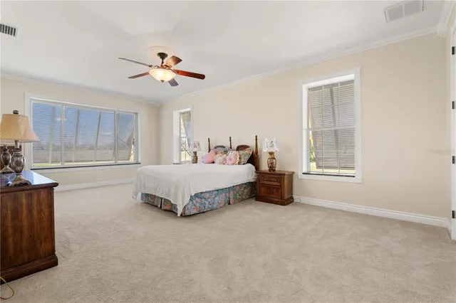 a view of a lake with a city