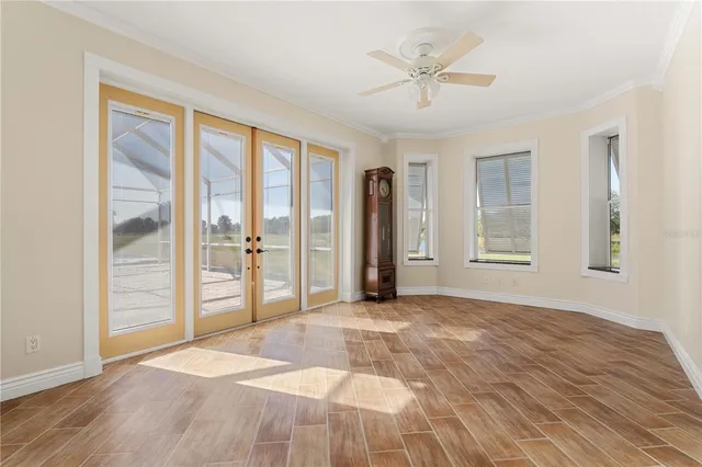 a view of a park with sitting area