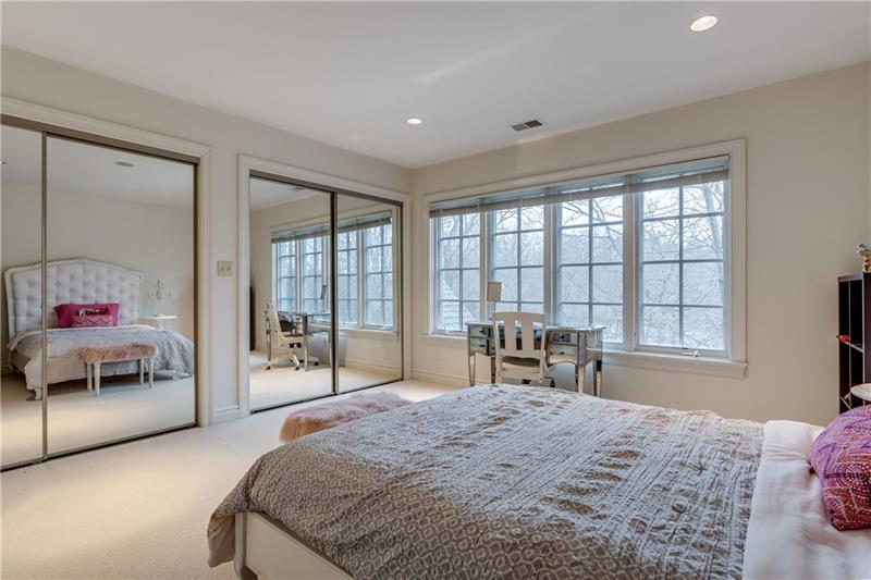 125 Witherow Road Sewickley, PA 15143 - Photo 22 of 25 Bedroom with mirrored walk in closets, lovely windows wall to wall carpeting.