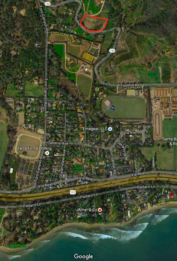 3040 Foothill Road Carpinteria, CA 93013 - Photo 14 of 14 an aerial view of a residential houses with outdoor space