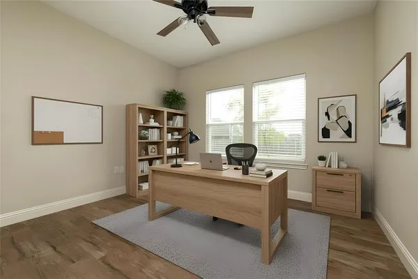 a living room with furniture and window