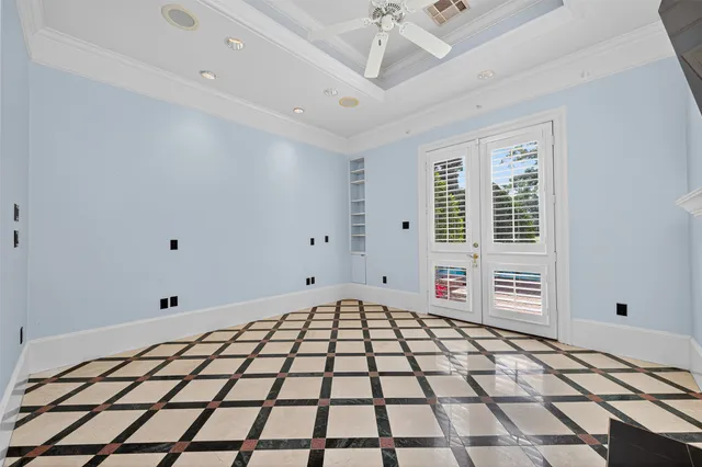 a bedroom with a bed and a fireplace