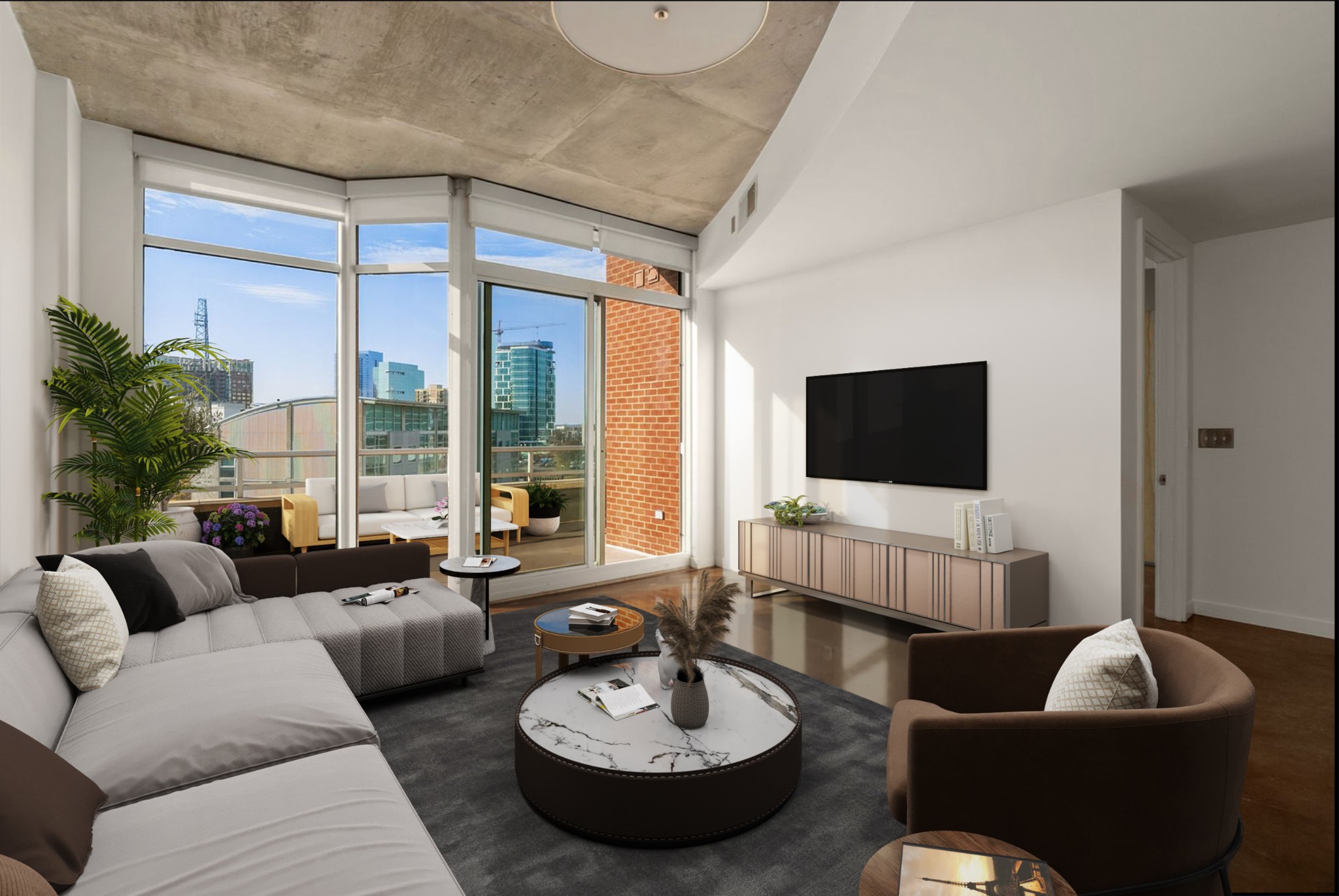 600 12th Avenue South, Unit 829 Nashville, TN 37203 - Photo 5 of 32 a living room with furniture and a large window