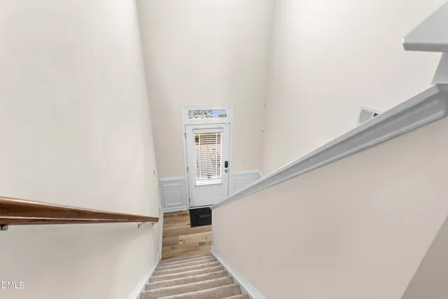 a view of a room with racks on the wall