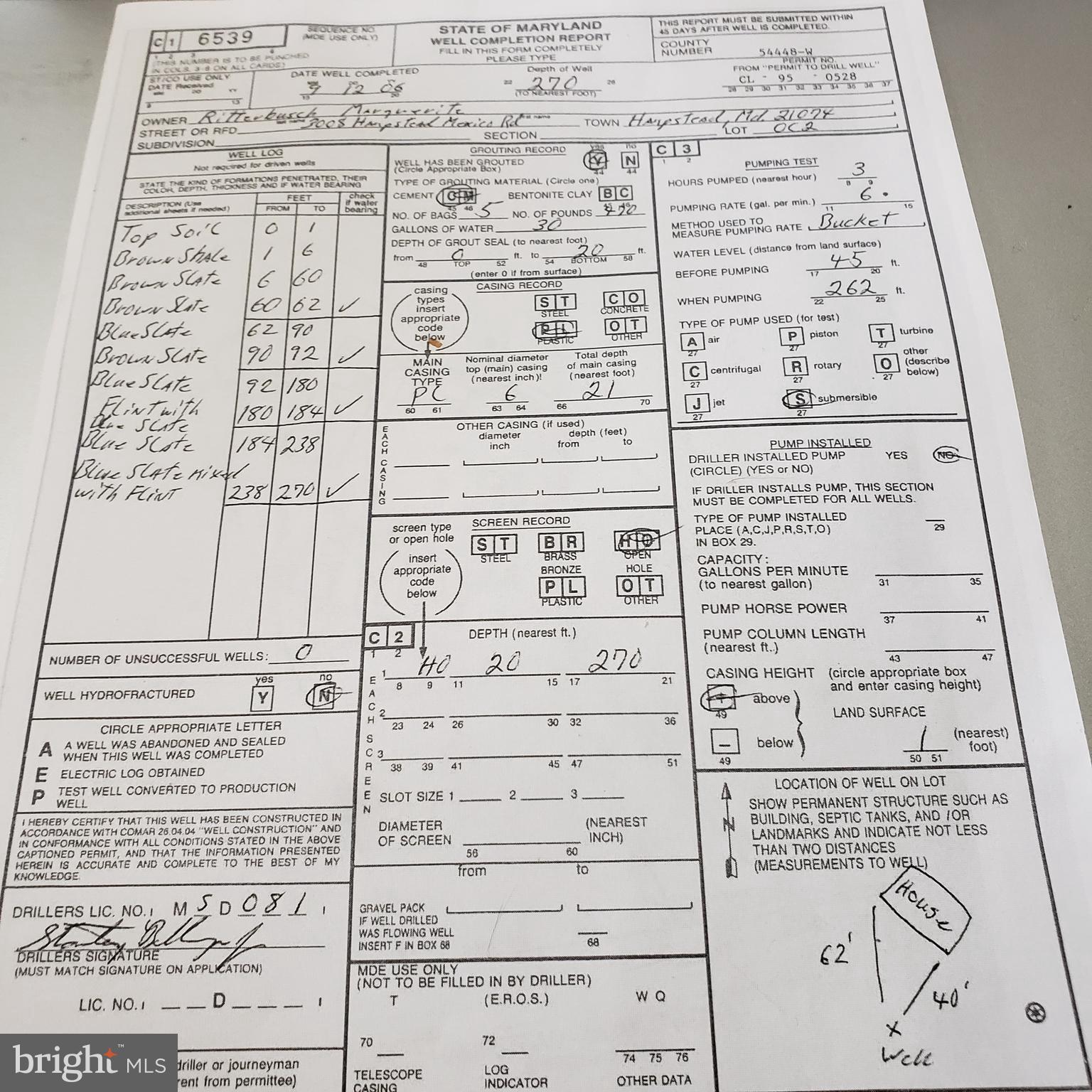 1.5-ac Hampstead Mexico Road Hampstead, MD 21074 - Photo 2 of 4 Well Completion Report 2006