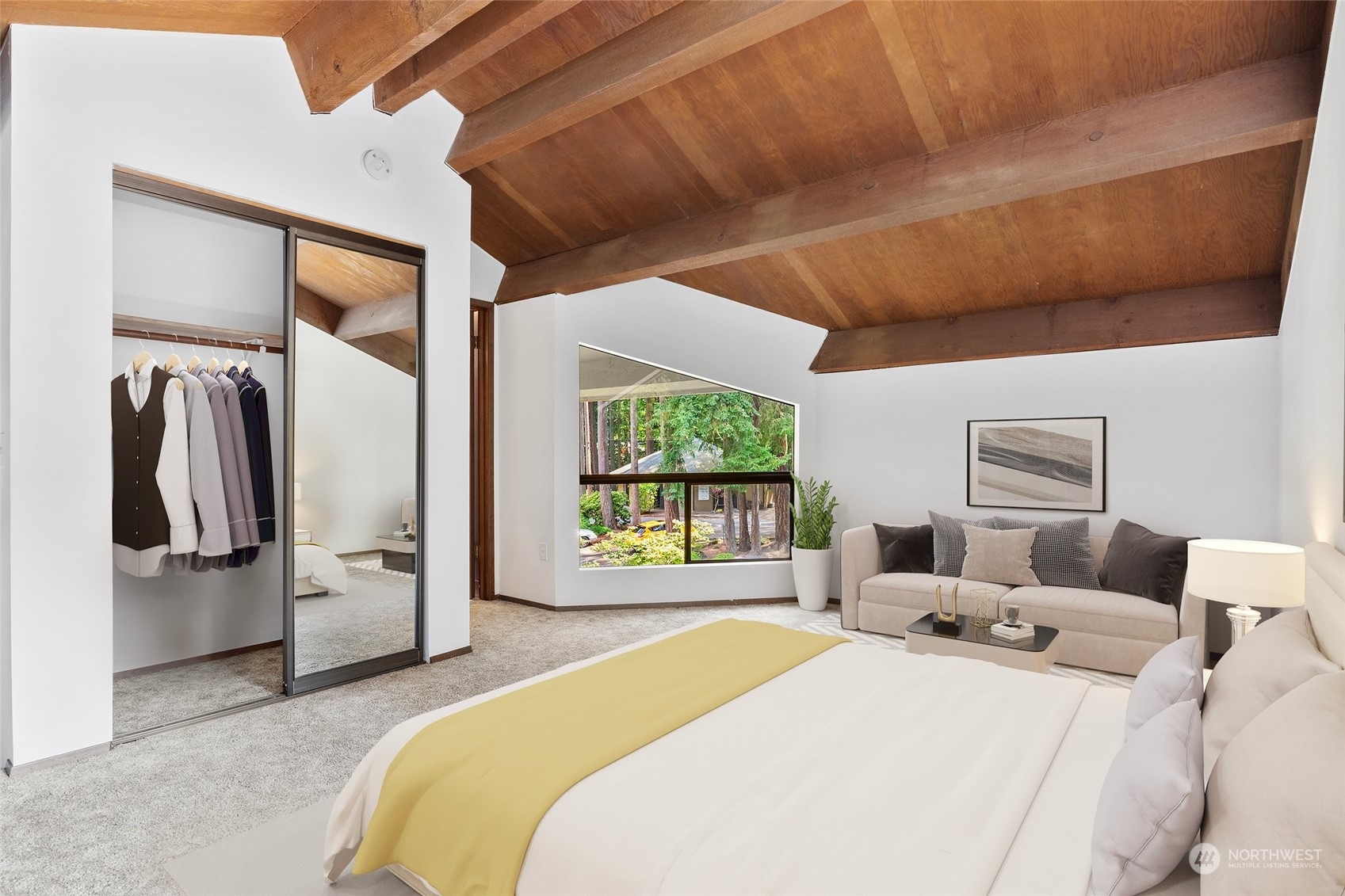 2 Marigold Drive, Unit 26 Bellingham, WA 98229 - Photo 13 of 26 a bedroom with a bed a flat screen tv and balcony