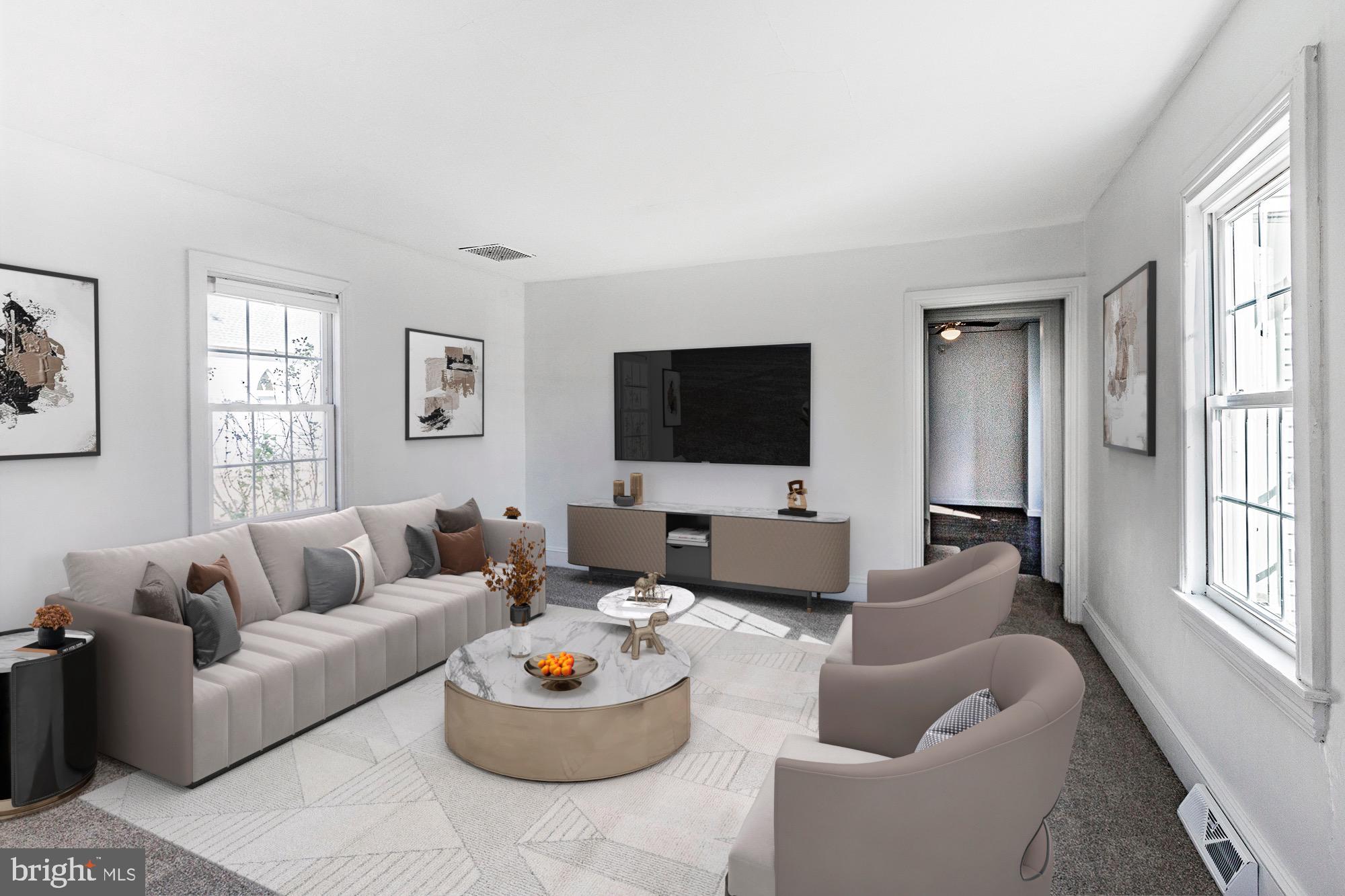 56 Main Street Hancocks Bridge, NJ 08038 - Photo 27 of 33 a living room with furniture and a flat screen tv