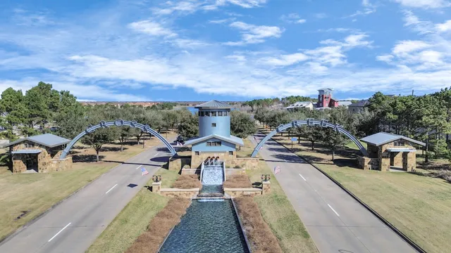 a view of a street with sitting area