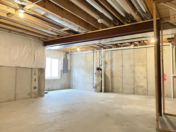 a view of a room with wooden walls