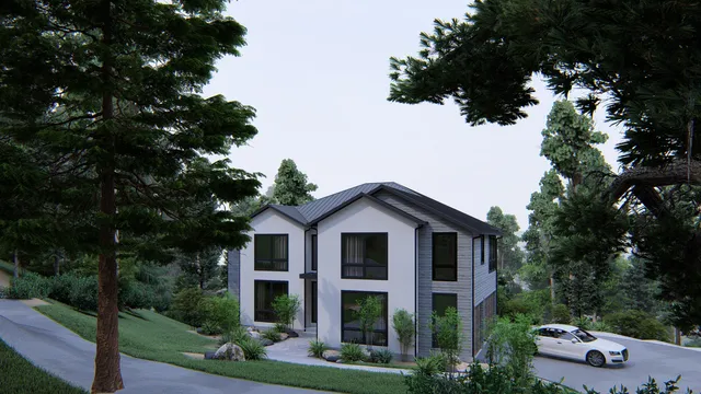 a view of a yard in front of house