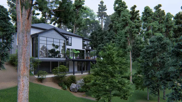 a view of a house with garden