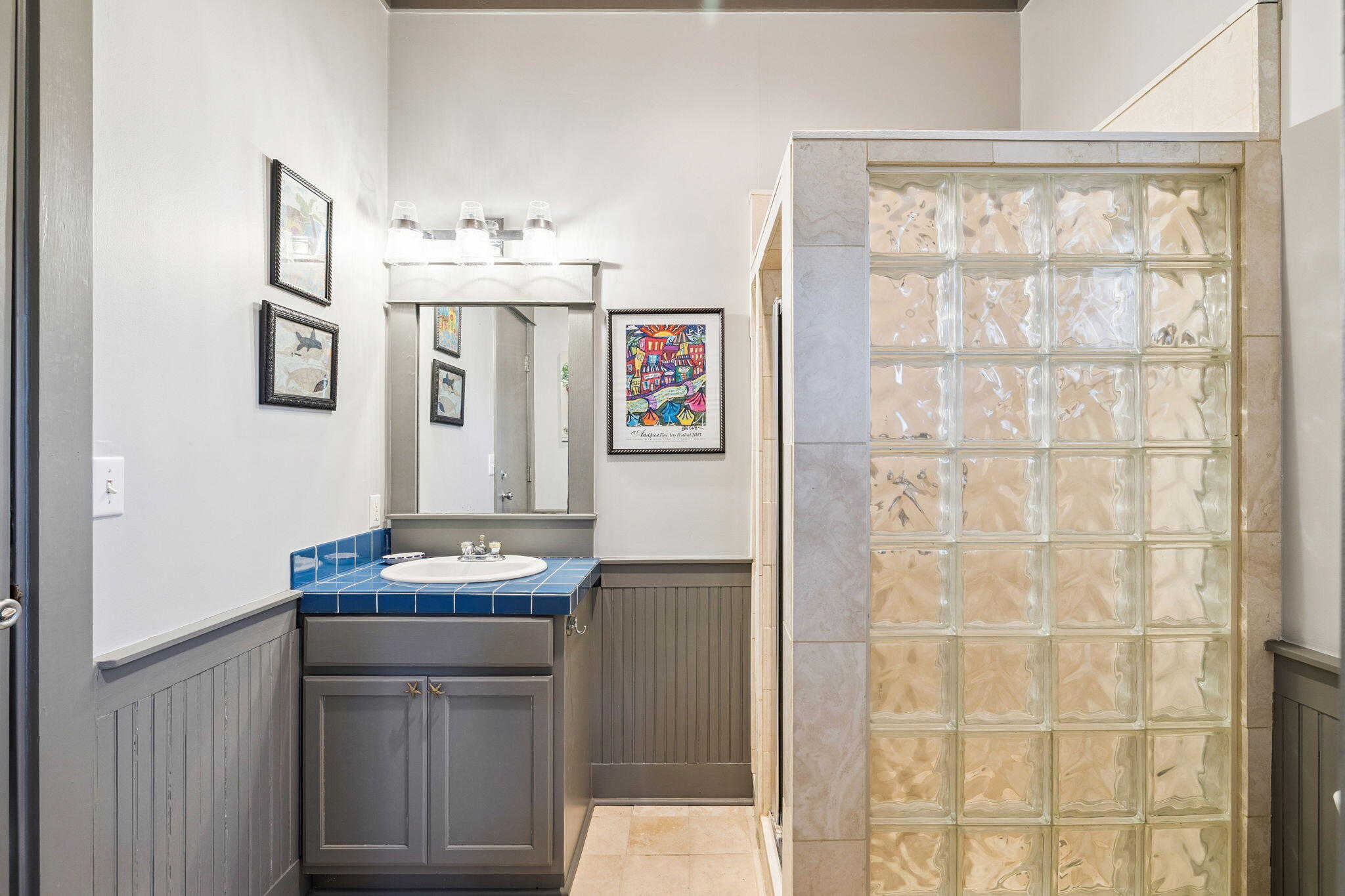 152 White Cliffs Boulevard Santa Rosa Beach, FL 32459 - Photo 64 of 82 a bathroom with a sink vanity granite and a shower