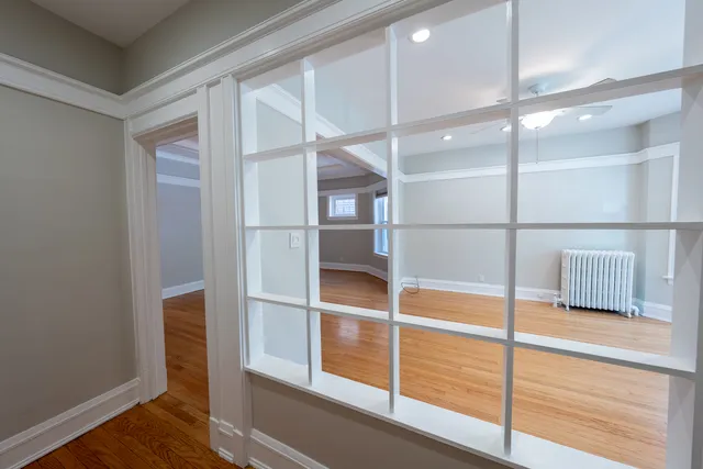 a hallway with closet