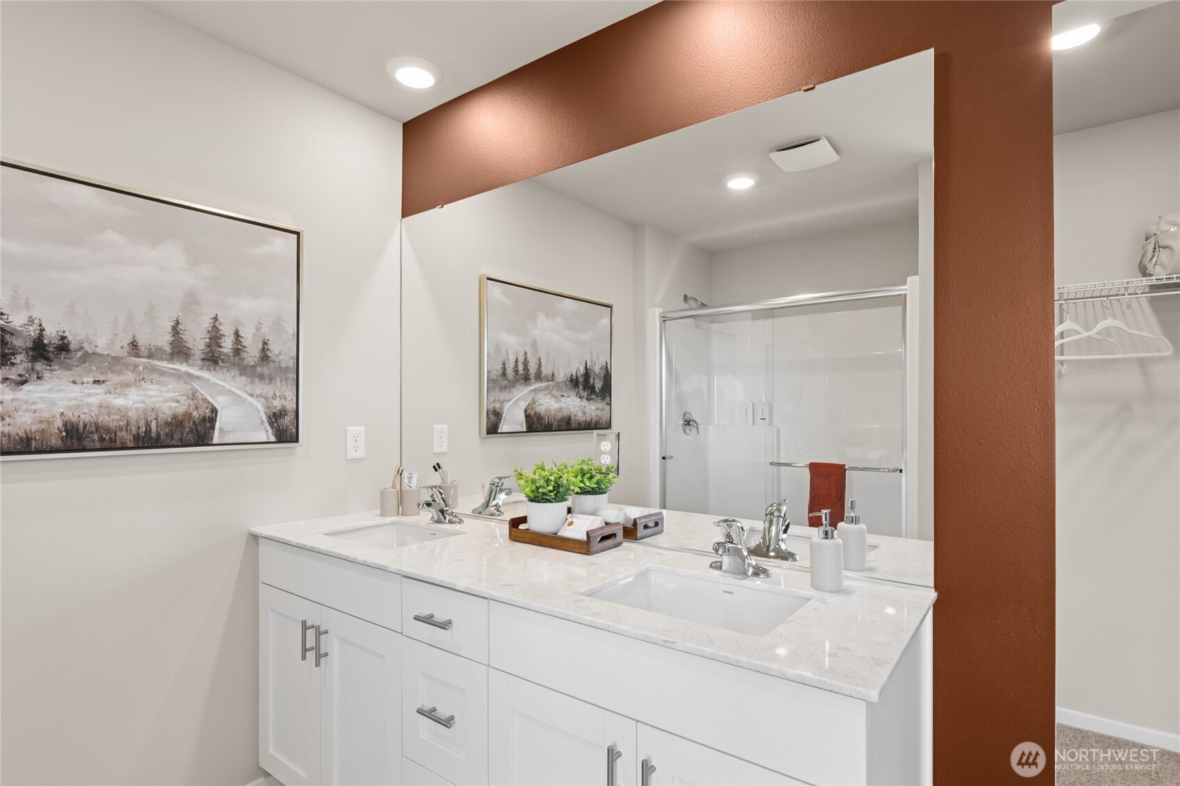 563 Hann Street, Unit 9 Buckley, WA 98321 - Photo 29 of 37 a bathroom with a sink double vanity and a mirror